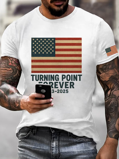 Ανδρικό σημείο γυρισμού Charlie Kirk ΗΠΑ Trump Αναμνηστικό T-Shirt