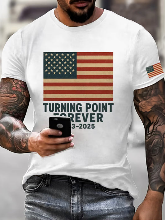 Ανδρικό σημείο γυρισμού Charlie Kirk ΗΠΑ Trump Αναμνηστικό T-Shirt
