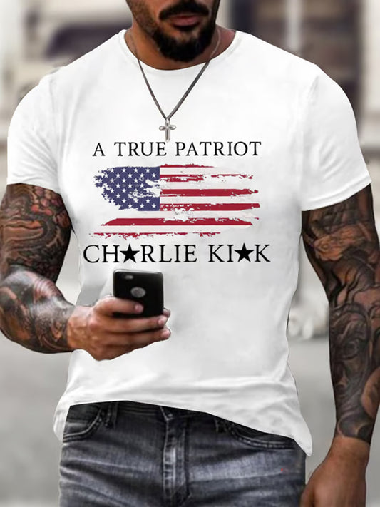 Ανδρικό σημείο γυρισμού Charlie Kirk ΗΠΑ Trump Αναμνηστικό T-Shirt