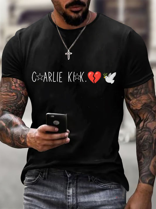 Ανδρικό σημείο γυρισμού Charlie Kirk ΗΠΑ Trump Αναμνηστικό T-Shirt