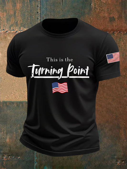 Ανδρικό σημείο γυρισμού Charlie Kirk ΗΠΑ Trump Αναμνηστικό T-Shirt