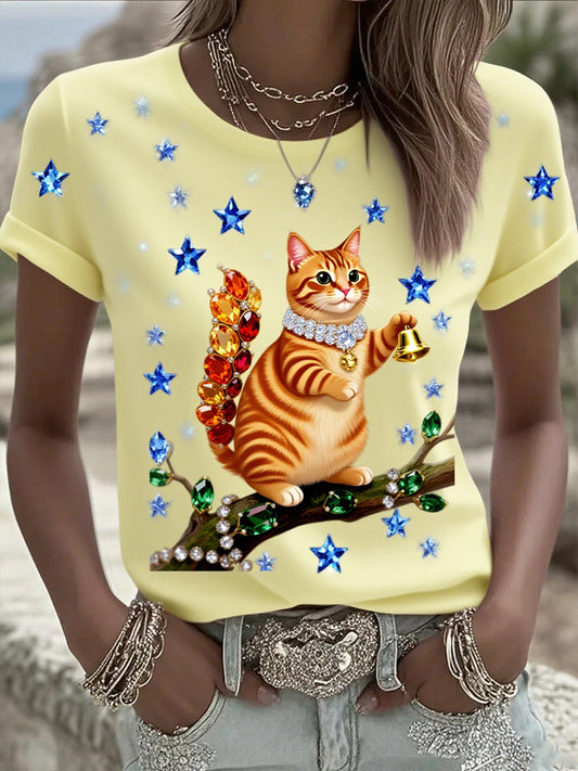 Γυναικείο καρκίνο του μαστού ζώο εκτύπωση βαμβάκι T-Shirt