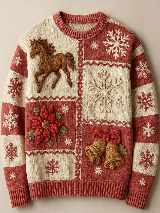 Γυναικείο Vintage Χριστούγεννα εκτύπωση άνετο περιστασιακό πουλόβερ.