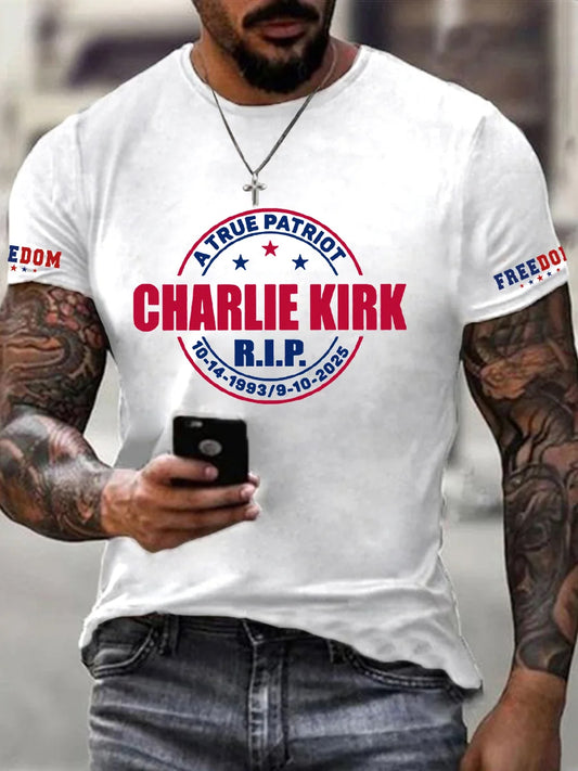 Ανδρικό σημείο γυρισμού Charlie Kirk ΗΠΑ Trump Αναμνηστικό T-Shirt