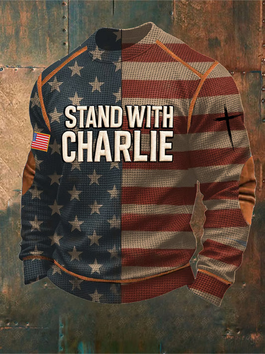 Ανδρικό σημείο στροφής Charlie Kirk Κοντό μανίκι Αναμνηστικό μούστος