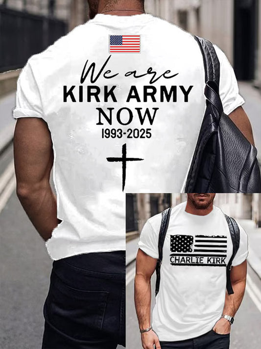 Ανδρικό σημείο γυρισμού Charlie Kirk ΗΠΑ Trump Αναμνηστικό T-Shirt