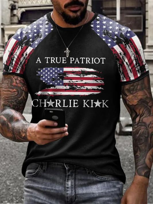 Ανδρικό σημείο γυρισμού Charlie Kirk ΗΠΑ Trump Αναμνηστικό T-Shirt