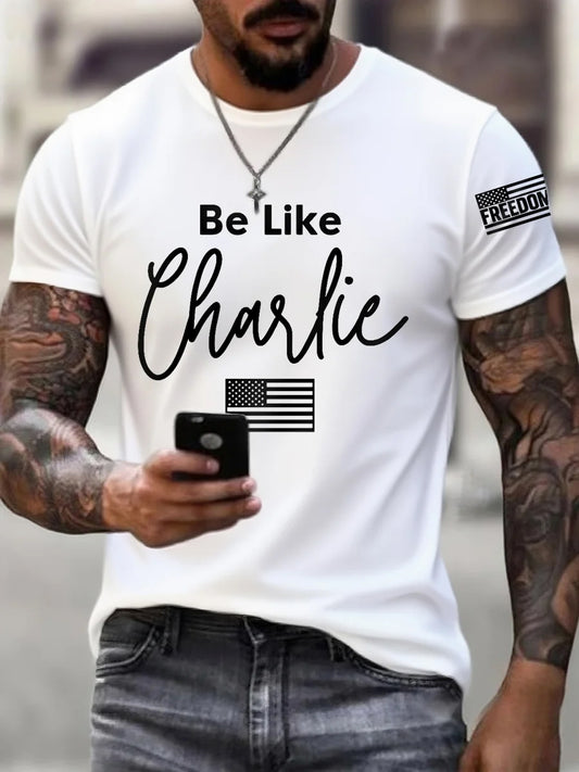 Ανδρικό σημείο γυρισμού Charlie Kirk ΗΠΑ Trump Αναμνηστικό T-Shirt