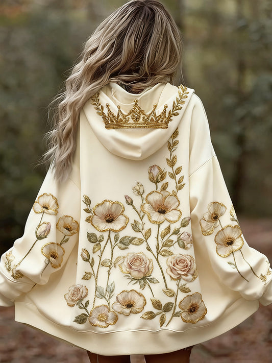 Γυναικείο Vintage Floral Patchwork Τέχνη Εκτύπωση άνετο περιστασιακό κουκούλα