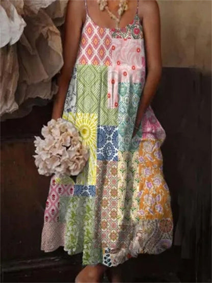 Γυναικεία ανθοπωλεία τέχνη Εκτύπωση Casual Strap Resort φόρεμα