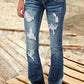 Γυναικείο Denim χαμηλή άνοδος αυξάνεται σε χαμηλή αύξηση σχισμένο κουμπί