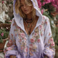 Γυναικείο Vintage Floral εκτύπωση φερμουάρ άνεση με κουκουλοφόρο