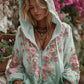 Γυναικείο Vintage Floral εκτύπωση φερμουάρ άνεση με κουκουλοφόρο