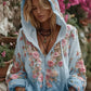 Γυναικείο Vintage Floral εκτύπωση φερμουάρ άνεση με κουκουλοφόρο