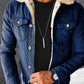 Ανδρικά Faux Μαλλί Πυκνωμένο Denim σακάκι.