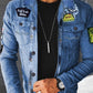 Ανδρικά Faux Μαλλί Πυκνωμένο Denim σακάκι.