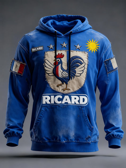 Ανδρικά Vintage γαλλική σημαία Ricard θλιβερό ατυχημένο κουκουλοφόρο