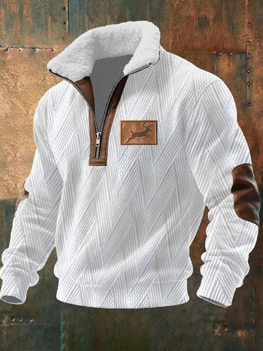 Ανδρικά Retro Δυτική Τέχνη Εκτύπωση Casual φερμουάρ γούνας κολάρο