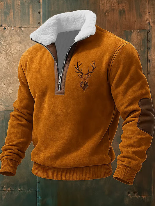 Ανδρικά Retro Δυτική Τέχνη Εκτύπωση Casual φερμουάρ γούνας κολάρο