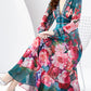 Κομψό λουλούδι τυπωμένο V-Neck Chic chiffon μακριά μανίκι πλήρη Hemline Maxi φόρεμας