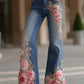 Γυναικεία ανθοπωλεία τέχνη Denim φωτιά παντελόνια
