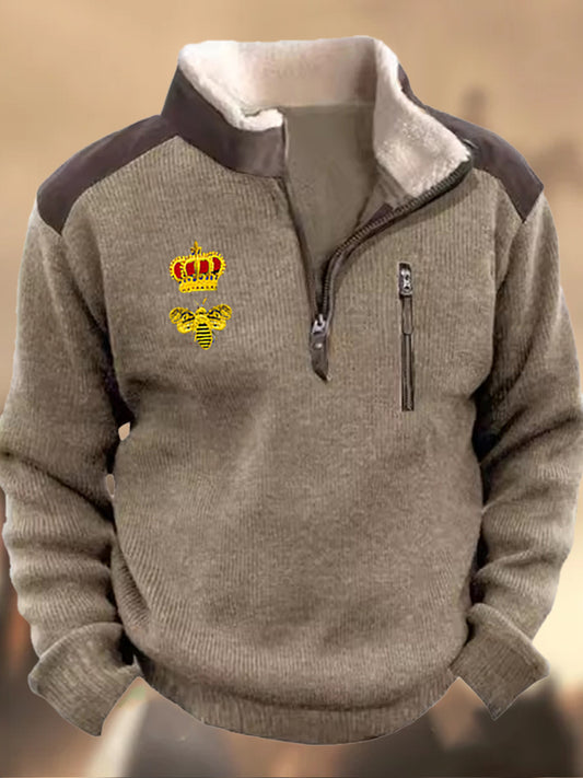 Ανδρικά Henley Stand κολάρο Retro Casual επιχείρηση φερμουάρ αθλητικά μπούτες