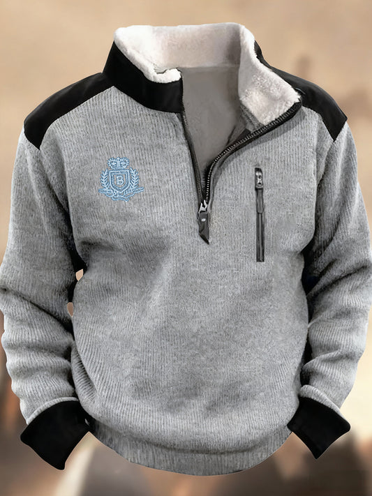 Ανδρικά Henley Stand κολάρο Retro Casual επιχείρηση φερμουάρ αθλητικά μπούτες